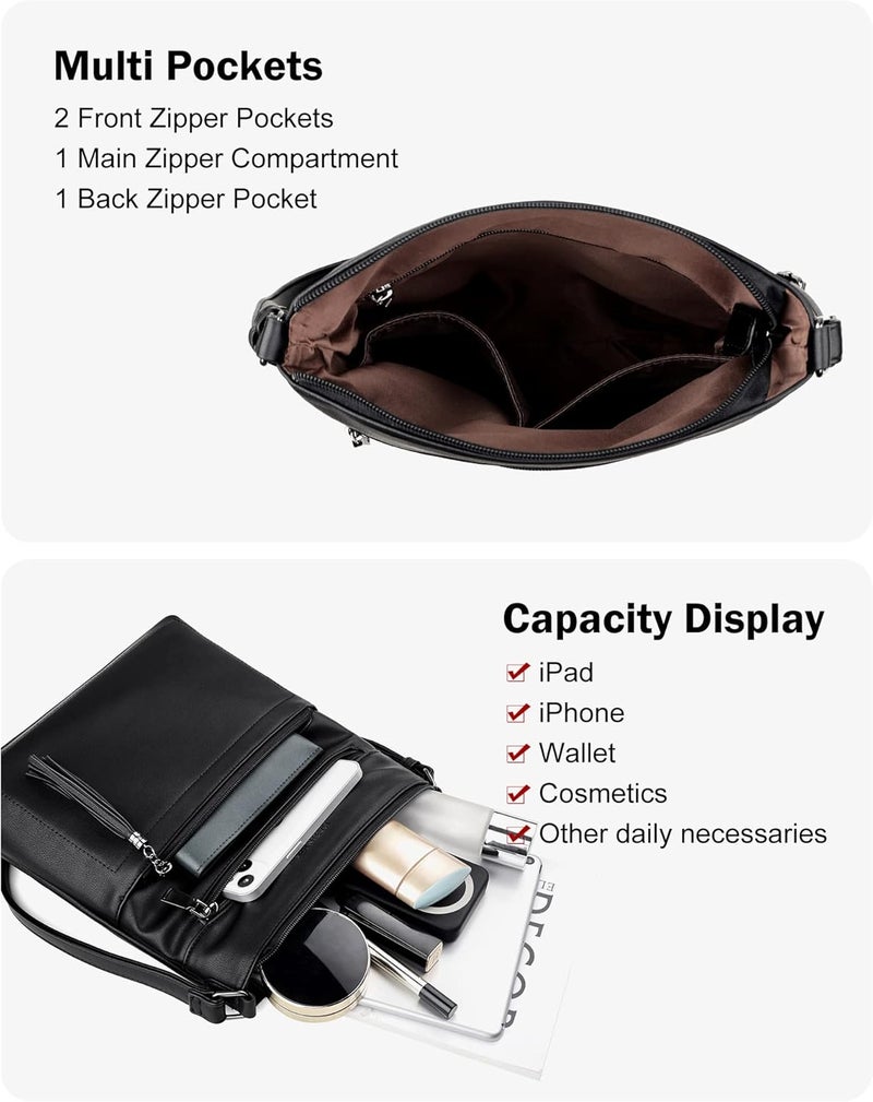 MASINTOR Crossbody Purses for Women, Multi Pocket Casual Crossbody Bag, Adjustable Strap Shoulder Bag with Tassel - Image 3